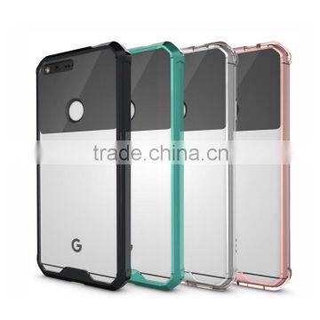 Wholesale Cheap Price Transparent 2 in 1 TPU Bumper + Hard Plastic Hybrid Back Cover Acrylic Clear Case For Google Pixel XL photo-5