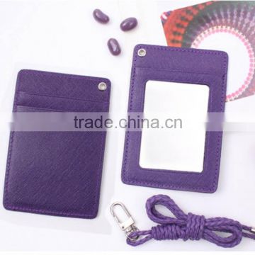 bus leather id card holder/student id card holder with lanyard