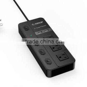 OEM/ORICO US Power Strip 3 AC Switched Socket with Two USB Charging Port