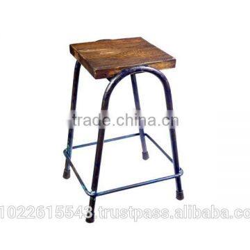 Industrial Metal wood Bar stools Reclaimed Wood top cheap metal base