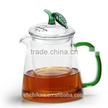 Handmade 3.3 high borosilicate heat fire resistant glass teapot with warmer of chikao glass