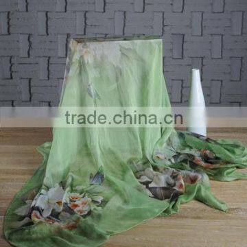 Digital Printed Brand Quality OEM 100% Silk Chiffon Scarf