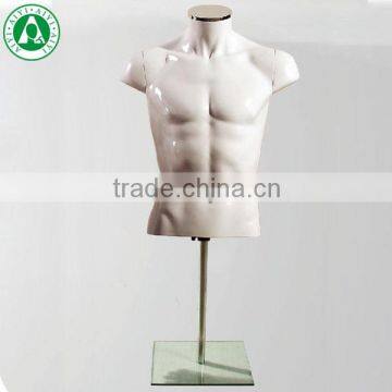 fashion headless half body new white glossy PP display mens torso