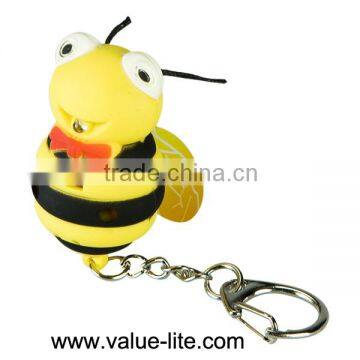 New product plastic led keychain light with sound button cell different shape