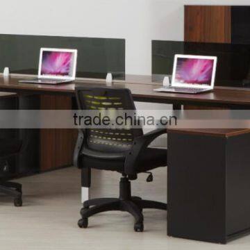 Office furniture 4-person Walnut wood office workstation - LT03A