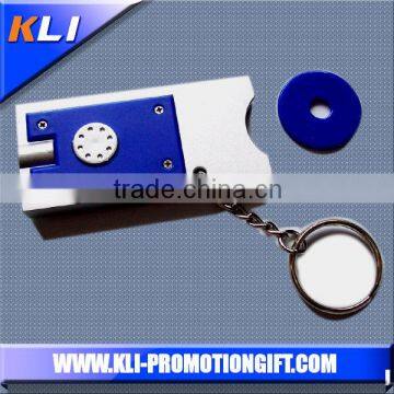 Plastic LED euro coin holder with keychain