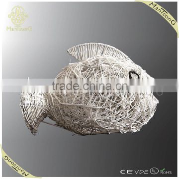 2015 best selling handmade weaving white rattan fish shape table light CE/VDE/UL