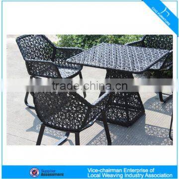 Лесничий винтовой стол и стулья для обедения из синтетического тростника для садовой мебели photo-4