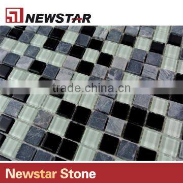 Newstar Black Grey And White Marble Tile Mix Glass Swimming Pool Mosaic