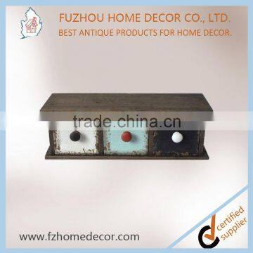 Antique Wooden Wall Shelf With Colorful Drawers photo-2