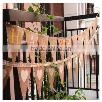 happy birthday decorative jute flag banner