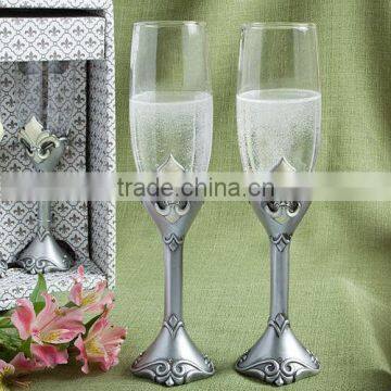 champagne flutes poly resin Fleur De Lis Collection toasting flutes