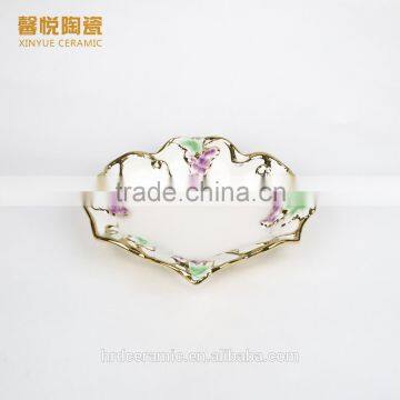 Stock Plate and Dish ,Fashion Golden Ceramic Decorative Cheap Big Ceramic Plate photo-3