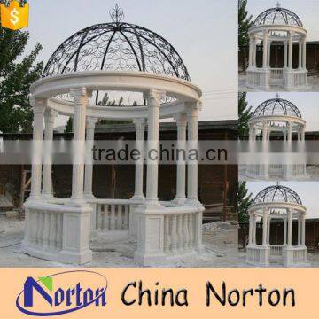 Norton white marble gazebo hand-carved marble summerhouse with bench NTMG-068L