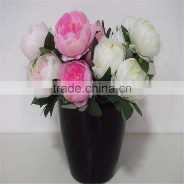 SJ20170058 artificial pink silk fabric peony flower for indoor decoration