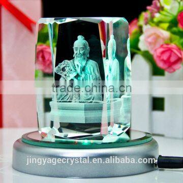 3D Laser Figure of Buddha Crystal Cube Souvenirs With LED Light Base photo-2