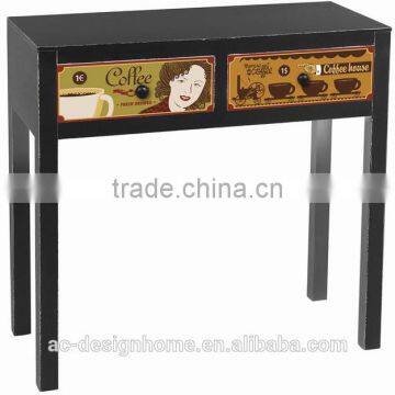 WOODEN TABLE W/2 DRAWERS