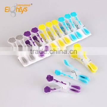 2015 new design flower shape colorful plastic clothespin