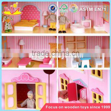 Wholesale Pink Delicate Kids Wooden Dollhouse Beautiful Children Wooden Chic Dollhouse for Sale W06A029 photo-4