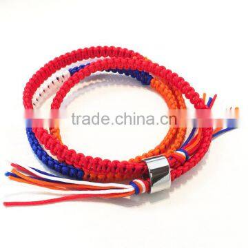 Red White Blue Orange Color Cord Handwoven Macrame Wrap Bracelet Braided Friendship Bracelet photo-2