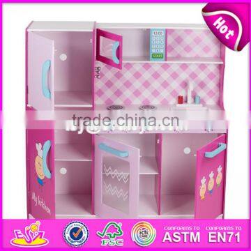 New Style Big Size Lovely Pink Girls Toys Wooden Girls Play Kitchen W10C276 photo-2