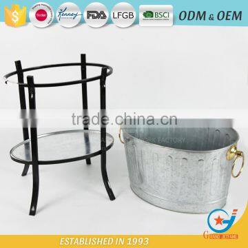 Garden Galvanized Ice Cube Bucket Metal Beverage Bucket