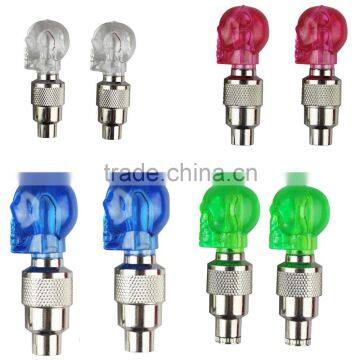 2016 Skull Head led Bike Bicycle Car Motorcycle Wheel Valve Stem Cap tire Motion Neon Light lamp
