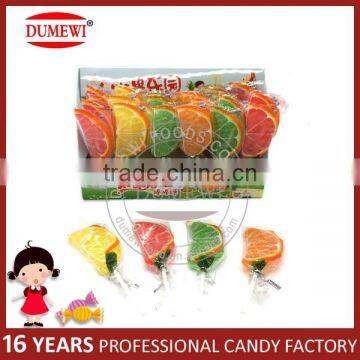 Handmade Orange Shape Fruity Gummy Lollipop Jelly Candy