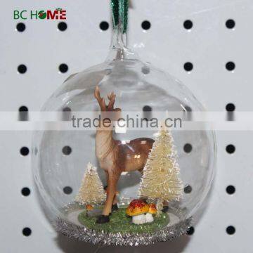 2015 resin deer inside christmas glass ball ornament