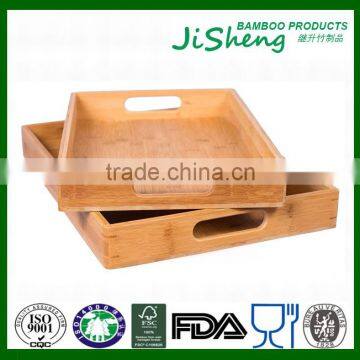 Eco-friendly Top Quality bamboo food serving tray with handles