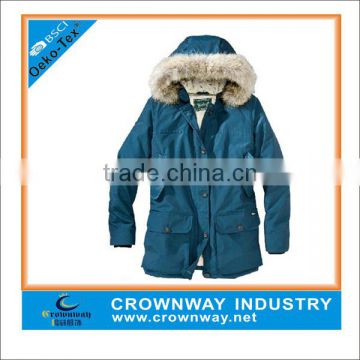 Fashion men's winter parka jacket with fur hood