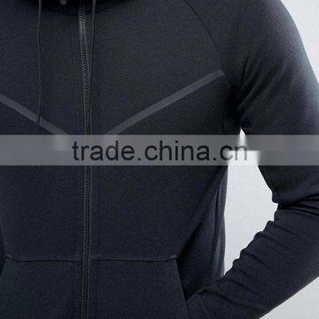 2017High Quality New Design Durable Drawstring Hood Cotton Polyester Sweat Black Casual Men Gym Sports Jacket photo-3