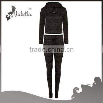 New Womens Cropped Hooded Sweater Top Tracksuit Joggers Pants Lounge Wear Set photo-2