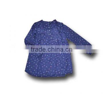 navy printed voile long sleeve shirts for girls