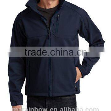 lightweight 100% polyester navy blue blank design full zipper wind / water proof men's soft shell jackets