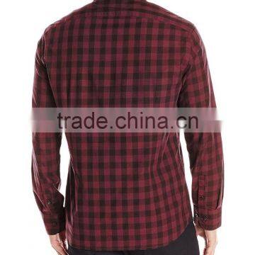 Top Quality Latest Shirts Design Red Black Men Flannel Shirt photo-5