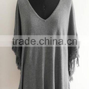 2014 Fashion Knitted Ladies Cashmere Cotton Poncho Sweater