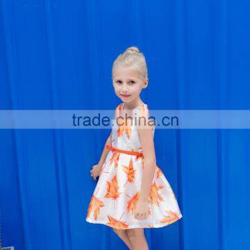 S17623A Girl Maple Leaf Painting Kids Dresses for Girls Clothes
