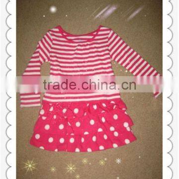 cotton dresses for gir red&white stripe top roes&white polka dots dresses baby boy dress designs