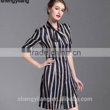 ladies promotion cheap spring summer big stripe fancy bulk plus size dresses shirt
