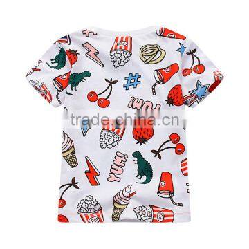 Wholesale summer cotton priting kids girl short sleeve t shirts