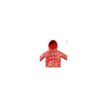 Custom Pink children down coat Fleece Double - breasted / Padded Jackets With Hood