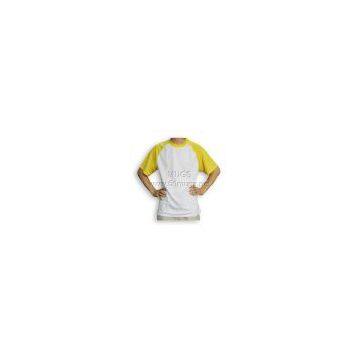 V Collar T-Shirt-Yellow Sleeve sublination t shirt