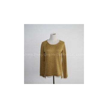 Basic Crew Neck Pullover Sweater Front Short Back Long