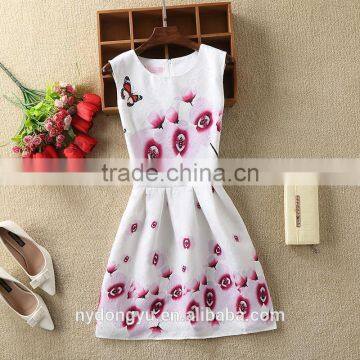 bud bird women printed A line dress/sym rose multi sleeveless A line dress skirt