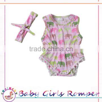 2017 New Design Newborn Baby Elephant printing Romper vintage baby clothes BR010