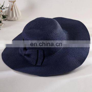 Korean Summer Bowknot Straw Hat Sandbeach Large Brimmed Hat Topee