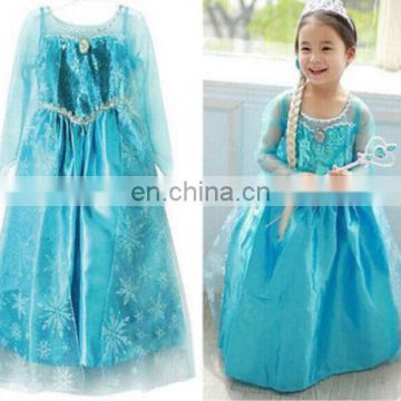 Blue cute elsa costume girls frozen elsa dress princess costumes wholesale FC2124