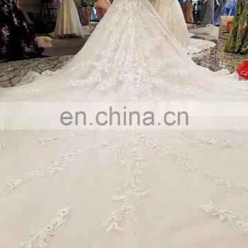 LS00298 Wedding Gown Classic Custom Short Sleeves Flower Pattern Long Train Sexy Zipper Wedding Dresses photo-6