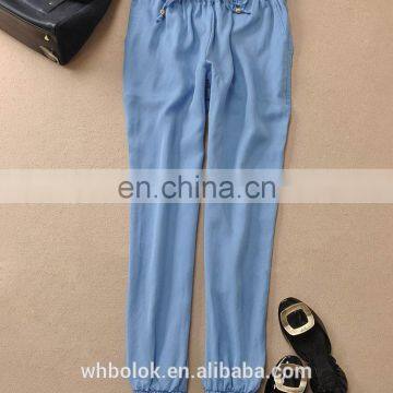 Womens Casual Cotton Polyester Pants Long Design Elastic Waist Loose Pants